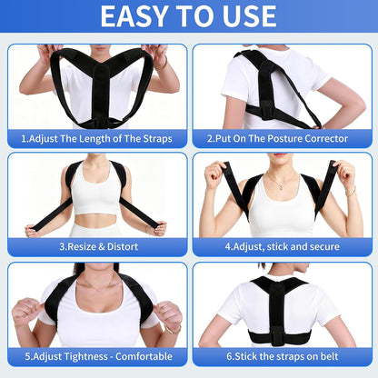 Upper Back Brace Posture Corrector for Women and Men, Adjustable Upper & Mid Back Support, Breathable Back Straightener for Neck, Shoulder & Clavicle Pain Relief
