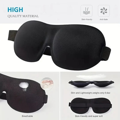 3D Contoured Sleep Mask Unisex Light Blocking Soft Eye Patch Breathable Skin-Friendly Sleeping Eye Mask for Nap Travel Yoga